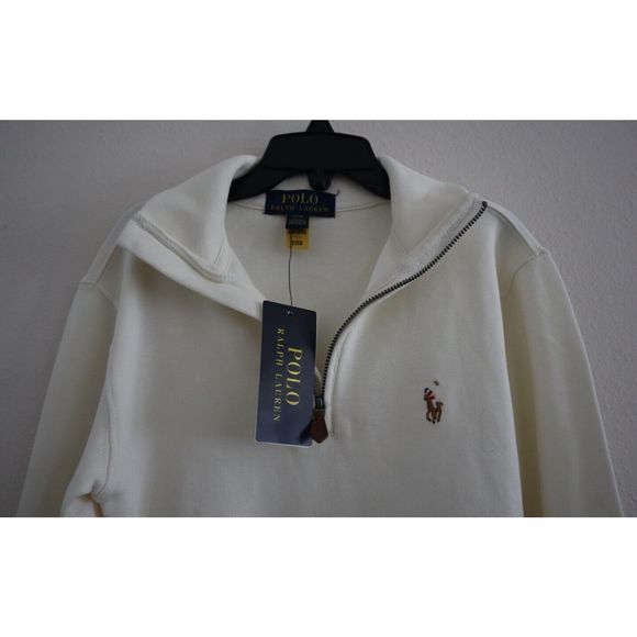 Polo Ralph Lauren Boy's Sz S (8) Cream Cotton Interlock Quarter-Zip Pullover - Picture 8 of 9